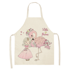 Moda linda chica Rosa algodón Lino sin mangas cocina personalizada a prueba <span class=keywords><strong>de</strong></span> agua cocina casera hornear cintura babero accesorios <span class=keywords><strong>delantal</strong></span> <span class=keywords><strong>de</strong></span> niña - Product Image 2