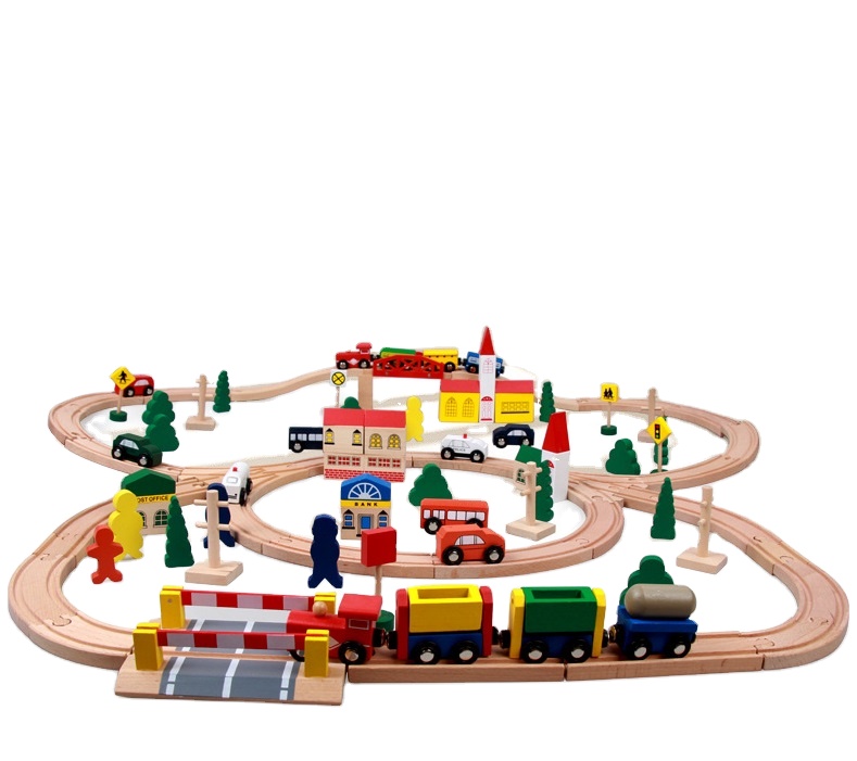 China Wholesale 100pcs Classic Wooden Magnetic Bridges circle Train Wooden CE Toy