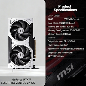 NOUVEAU pour GPU GeForce RTX 5060 Ti VENTUS 2X 8G OC PLUS GDDR7 128 bits Fan 4nm Gaming sur PC de bureau en stock - Product Image 1
