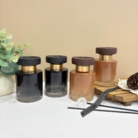 Bouteille de parfum en verre vide de 150 ml à fond épais, dégradé noir et marron, avec bouchon diffuseur pour désodorisant de voiture - Vente en gros