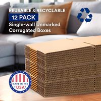 BOX USA 12er-Pack Große Umzugskartons aus Wellpappe 20x20x15 Büro Heim Aufbewahrung Versand Recycelt Ausstellung Supermarkt