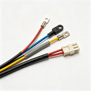 Ensemble de faisceaux de câbles électriques isolés en PVC sur mesure avec bornes à anneau et connecteur en plastique - Product Image 1