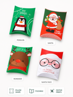 Boîtes cadeaux en papier de qualité alimentaire auto-assemblables pour Noël, 4 designs, emballage pour bonbons et friandises de fête, jetables, impression personnalisable