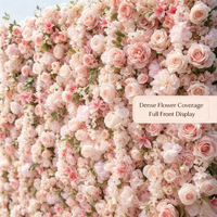 Panneaux muraux de fleurs artificielles rose poudré personnalisés, pliables, réutilisables, imperméables, pour toile de fond de mariage et événements commerciaux, photographie
