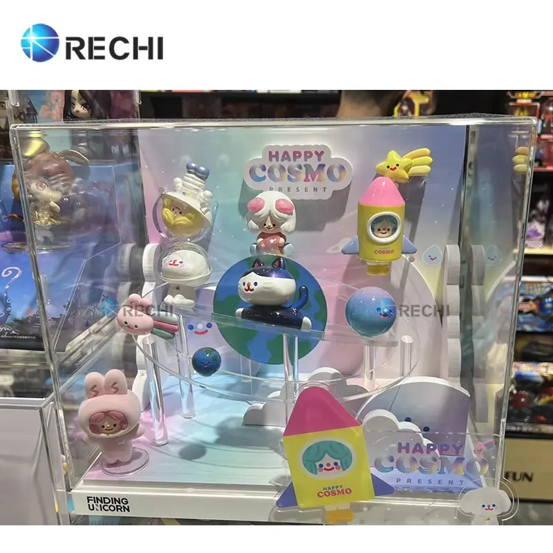 RECHI 쌓을 수있는 아크릴 레고 장난감 컬렉션 디스플레이 상자 아크릴 차고 키트 디스플레이 쇼케이스 Lucite POP 마트 블라인드 주최자 상자