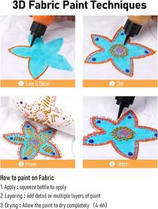 Pinturas 3D de 18 colores para tela (4oz, 120 Ml) Color no tóxico para <span class=keywords><strong>pintar</strong></span> tela <span class=keywords><strong>textil</strong></span> DIY manualidades camisetas zapatos <span class=keywords><strong>pintura</strong></span> de tela - Product Image 4