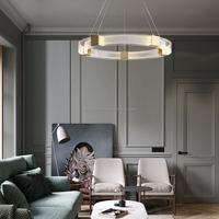 Lustre LED moderne à 2 niveaux, luminaire suspendu circulaire en acrylique doré pour salon, salle à manger, hall d'entrée