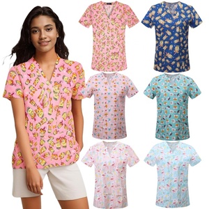 Uniformes Médicos con Estampado Floral y <span class=keywords><strong>Animal</strong></span>, Diseño Nuevo 2024, Blusa de Enfermería, Ropa de Trabajo para Clínica Dental, Conjuntos de Uniformes Médicos - Product Image 6