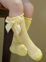 Chaussettes Bébé Personnalisées en Gros, 9 Couleurs, Nouvelles Chaussettes d'Été INS pour Bébé, Chaussettes Espagnoles à Grand Nœud en Maille, Chaussettes Bébé Montantes Amples