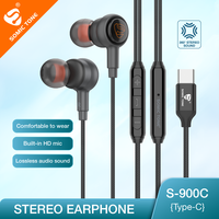 SOMIC TONE S900C Earphone In-Ear USB C Bass Berat Tipe-C Earphone Berkabel IFi Music Monitor Headphone untuk iPhone 15 16 17