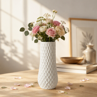 Vase en céramique blanc mat ARM LVG Nordic, texture tissée, en porcelaine, pour décoration florale, centre de table, récipient design
