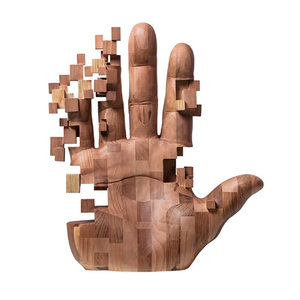 Scultura Artigianale in Legno con Impronta Animale, Finitura in <span class=keywords><strong>Rovere</strong></span> Naturale, Stile Contemporaneo Organico, Ricordo Familiare, Decorazione per Cameretta, Memoria - Product Image 1