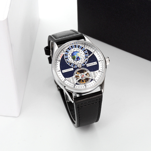 Reloj Mecánico Tourbillon para Hombre, Correa de Cuero Negra, Reloj de Pulsera Deportivo de Lujo Automático, Reloj de Moda Resistente al Agua 3ATM para Hombre - Product Image 5