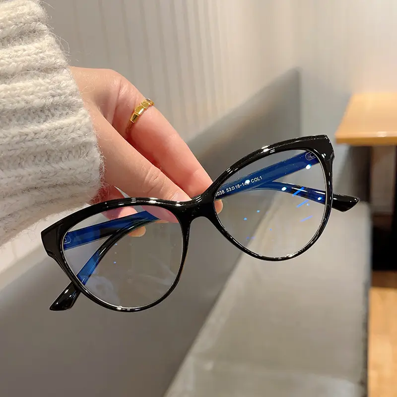 Trendy Anti Blue Light Glasses Cat Eye Spectacle Frame Luxury Eyewear Optical Glass Frame Custom Personalized Eyeglasses