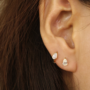 อาซูโอ 18K ทองคำแท้สีเหลือง Au750 เพชรธรรมชาติแท้ 0.35 กะรัต 10 มม. รูปทรงลูกแพร์ ต่างหูแฟชั่นแบบห่วง ของขวัญสำหรับสุภาพสตรี สวมใส่ได้ทุกวัน - Product Image 6