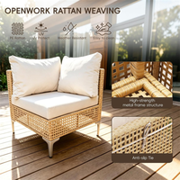 Ensemble de salon moderne en rotin pour patio, canapé 2 places en osier avec table basse pour véranda et jardin