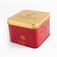 Caja de lata de té de aluminio acuarela Canniest de café de galletas cuadradas decorativas