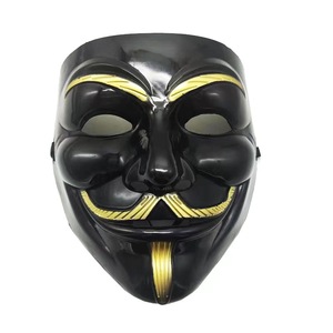 Maschere di Halloween Nere Ispirate a <span class=keywords><strong>V</strong></span> per <span class=keywords><strong>Vendetta</strong></span>, in Plastica Ecologica Personalizzabile - Product Image 1
