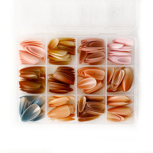 Faux ongles en amande à pointe courte, couvrance totale, style français, en ABS, à presser, pour salon de manucure - Product Image 4
