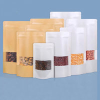 Sachet Doypack Biodégradable Marron en Papier Kraft avec Fermeture Éclair et Fenêtre Transparente pour Emballage Alimentaire (Noix, Snacks, Grains de Café)