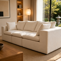 Sofa Modular 3 Dudukan Terkompresi dalam Kotak, Kain Lembut Busa, Kompresi Vakum, Perabot Rumah