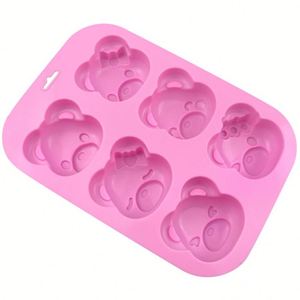Moule en silicone écologique en forme d'ours à 6 cavités pour gâteaux, bougies et savons, sans BPA, pour résine, échantillon d'usine OEM/ODM - Product Image 2