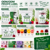 Gummies de fibres prébiotiques, Gummies probiotiques, Complément alimentaire pour la santé digestive, Sans sucre, Végétalien, Marque privée, Vente en gros