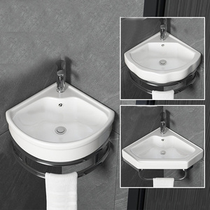 <span class=keywords><strong>Lave</strong></span> <span class=keywords><strong>main</strong></span> balancent céramique mural triangle lavabo petit appartement mini salle de bain évier coin bassin - Product Image 2