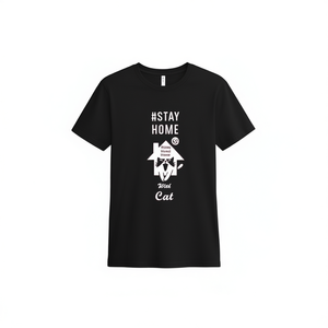 T-shirt da uomo e da donna a maniche corte con stampa Cat Stay Home With Cat, abbigliamento promozionale - Product Image 2