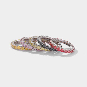 Bague unisexe simple en argent sterling avec moissanite ronde à 10 points, cadeau <span class=keywords><strong>d</strong></span>'anniversaire de luxe léger - Product Image 2