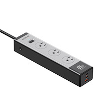 Multiprise de bureau universelle 65W à charge rapide multifonctionnelle 3 prises AC 2 ports USB-A + 1 port USB-C Normes US/UK/EU