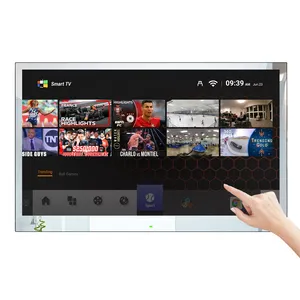 Soulaca 32 inch Android Bathroom Mirror LED Smart TV with Full Touchscreen IP65 Waterproof 4K WiFi BT Frameless Hotel TV