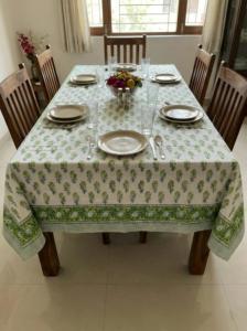 Cotton Green Floral Tablecloth Dining Table Cover Printed Table Linen Kitchen Decor Washable Table Cover - Product Image 2