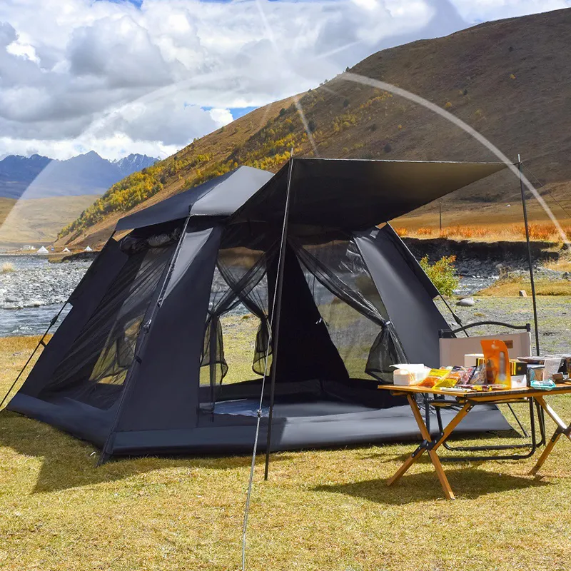 JSJM tenda automatica per esterni pieghevole protezione solare addensata e attrezzatura per tenda da campeggio antipioggia tipo di rinforzo dritto in tessuto Oxford