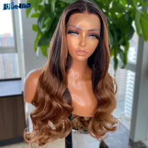 ivyna Long Body Wave Ombre Lace Wig 13x4 Futura Synthetic Lace Front Wig For Black Women Balayage Color Heat Resistant Fiber Wig