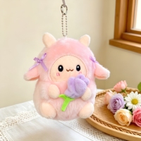 En gros, Breloque de sac mignonne en peluche mouton kawaii, Pendentif décoratif pour sac à dos femme avec ornement floral