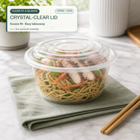 Boîte à repas jetable en plastique double couche anti-fuite de 1250 ml pour nouilles et soupes, avec compartiments intégrés et design ramen pour plats à emporter