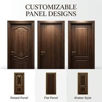 Porte en bois moderne à panneau encastré, moulure profonde, poignée argent brossé, isolation acoustique, pour maison et bureau