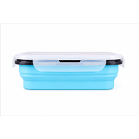 Boîte à lunch pliable en silicone à 3 compartiments, 1400 ml, compatible micro-ondes, couvercle verrouillable, boîte à bento avec ensemble d'ustensiles