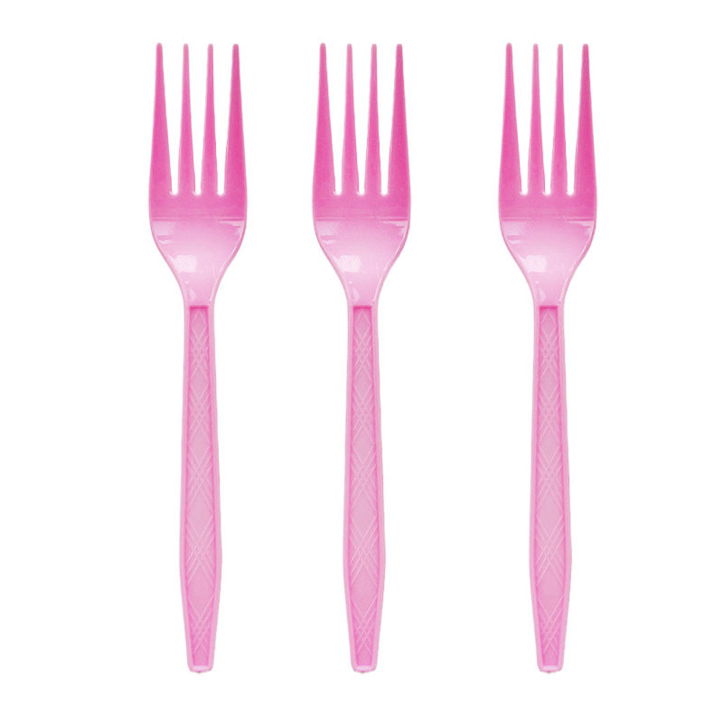 Fourchette en plastique rose-10pcs