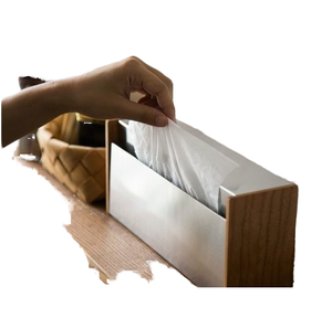 Custom Printed Logo Design Multi-Purpose Classic Wood Napkin <b>Holder</b> Silver Color Creative <b>Tissue</b> Paper <b>Boxes</b> - Product Image 1