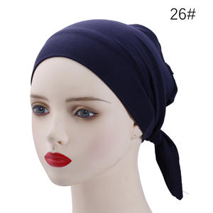 Sous-bonnets instantanés en satin modal et coton, couleur unie, avec cordon élastique, foulard réglable pour femme musulmane - Product Image 5