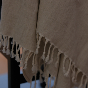 OEKO-TEX naturel 100% lin queue <span class=keywords><strong>de</strong></span> cheval franges manta <span class=keywords><strong>de</strong></span> lino - Product Image 4