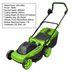 Vertak 1800W <span class=keywords><strong>tondeuse</strong></span> à gazon électrique à cordon avec sac d'herbe à dégagement rapide pour un usage professionnel pour le marketing - Product Image 2