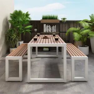 Outdoor Bistro Cafe Gartenmöbel Kunststoff Holz Restaurant Esstische und Stühle Patio Tischset