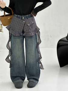 Jeans en denim à la mode pour filles Pantalons décontractés pour enfants pour petites et adolescentes - Product Image 3