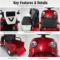 Scooter électrique senior 4 roues robuste 650W avec panier de chargement pour personnes à mobilité réduite, idéal pour les courses en extérieur - Vente en gros directe usine