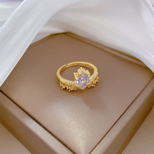 Hợp Thời Trang 18K Mạ Vàng Mở Có Thể Điều Chỉnh Kích Thước Vòng Pha Lê Vương Miện Nhẫn Đối Với Phụ Nữ Cô Gái Đồ Trang Sức Quà Tặng Hot Bán - Product Image 3