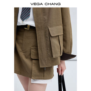 بدلة خريفية أنيقة من فيغا تشانغ، معطف كارجو عصري جديد مع تنورة قصيرة - Product Image 4