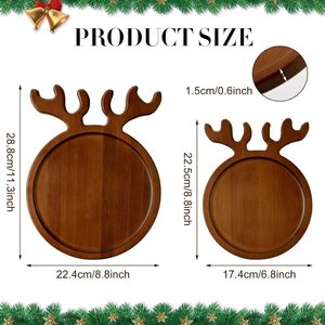 Customized fruit cutting board, creative Christmas reindeer <b>tray</b>, wooden dessert plate, dried fruit plate, afternoon tea plate - Product Image 4